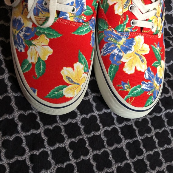 🛑Sold🛑Ralph Lauren Thorton Men's Red Floral Canvas Shoes - Picture 5 of 6